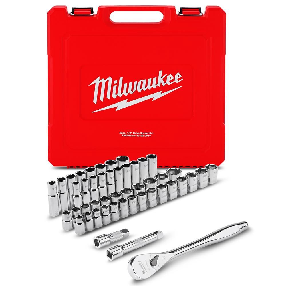 Milwaukee 48229010 47pce 1/2&quot; Drive SAE &amp; Metric Socket Wrench Set