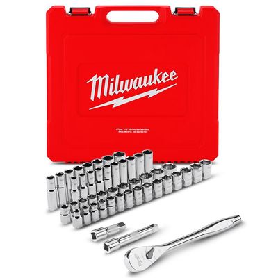 Milwaukee 48229010 47pce 1/2&quot; Drive SAE &amp; Metric Socket Wrench Set