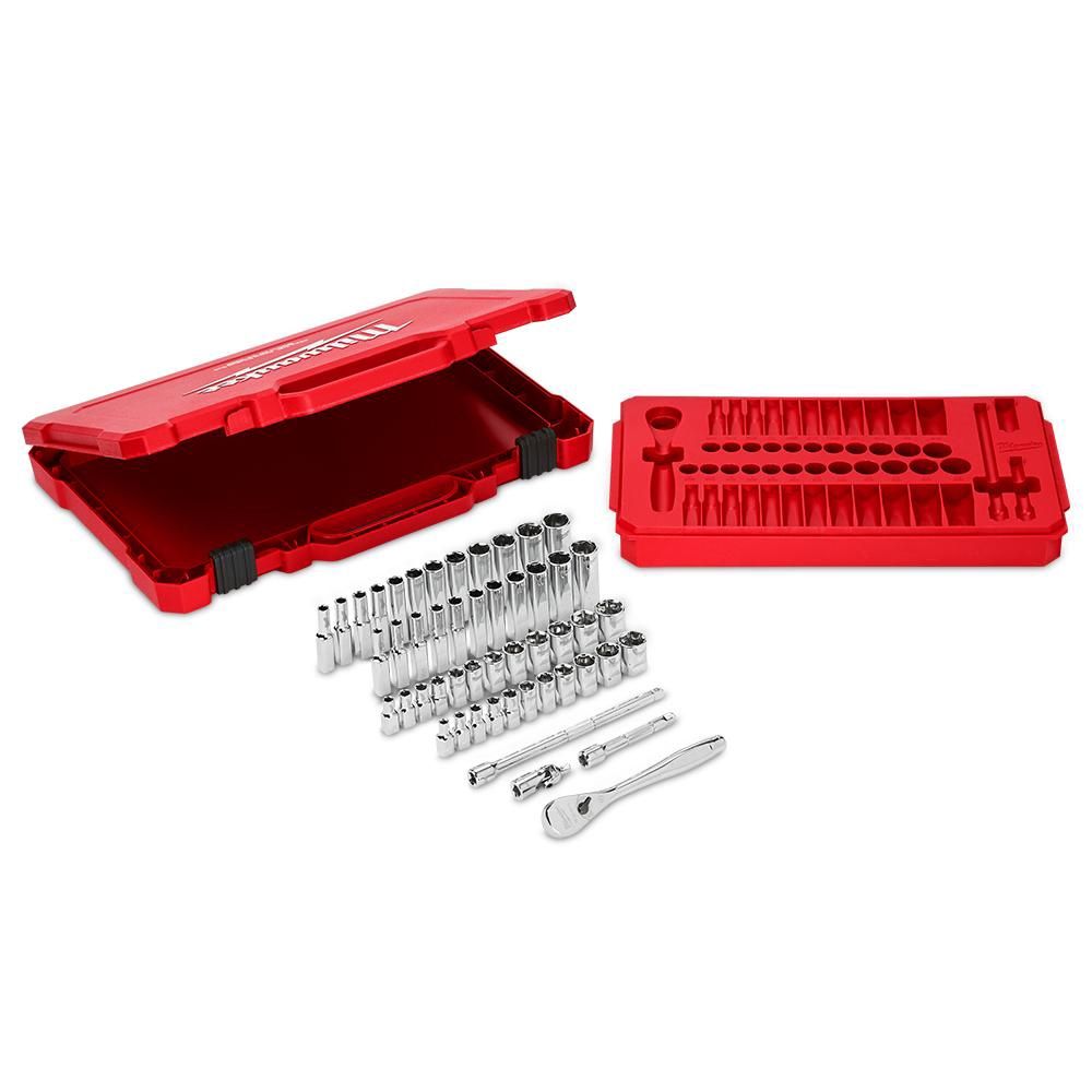 Milwaukee 48229004 50pce 1/4&quot; Drive Ratchet &amp; Socket SAE (Imperial &amp; Metric) Set