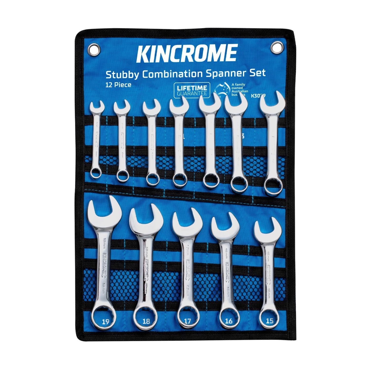 Kincrome K3039 Stubby Combination Spanner Set 12 Piece Metric