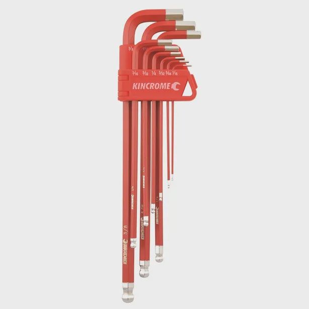KINCROME K5042 1/16-3/8inch Ball Point Hex Key Set Long Series - 9 Series