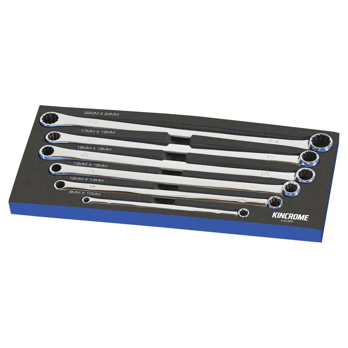 KINCROME K3065 Double Ring Spanner Set 0 Degree Offset 6 Piece