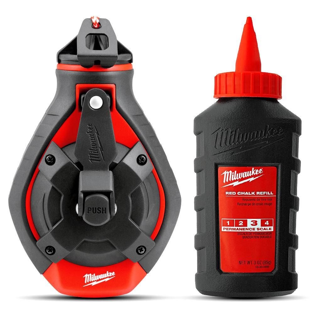 Milwaukee 48223986 30m Bold Line Chalk Reel &amp; Red Chalk Refill