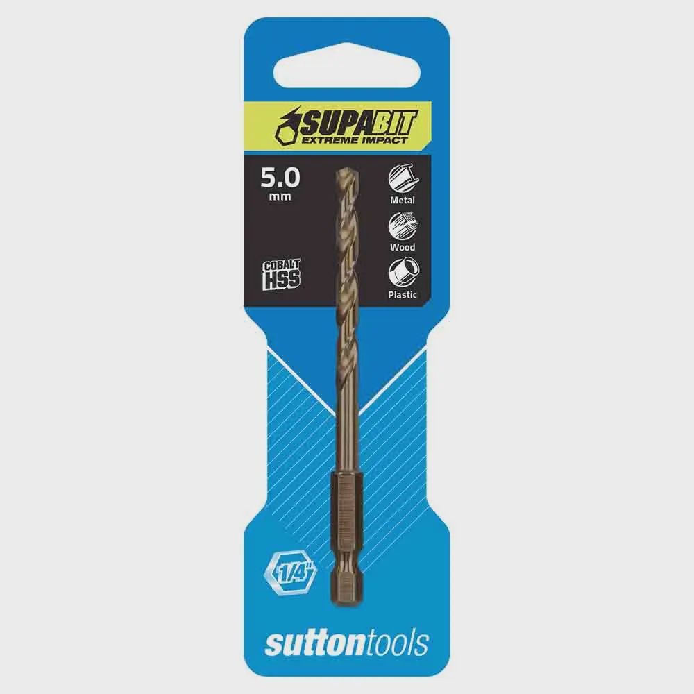 SUTTON D2130500 5.0mm 1/4-Hx Drill Bit HSS Co Metal Supabit