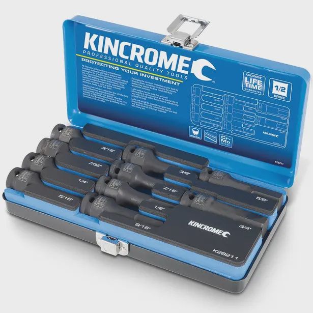 KINCROME K28211 10 Piece 1/2&quot; Drive Imperial Impact Hex Socket Set