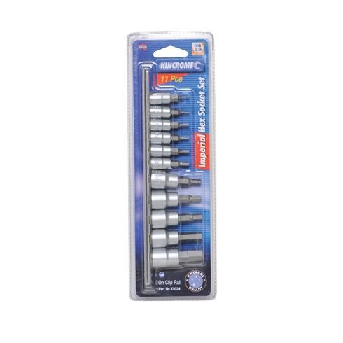 Kincrome K5024 Hex Socket Set Short Series 11 Piece 1/4 &amp; 3/8 Drive - Imperial