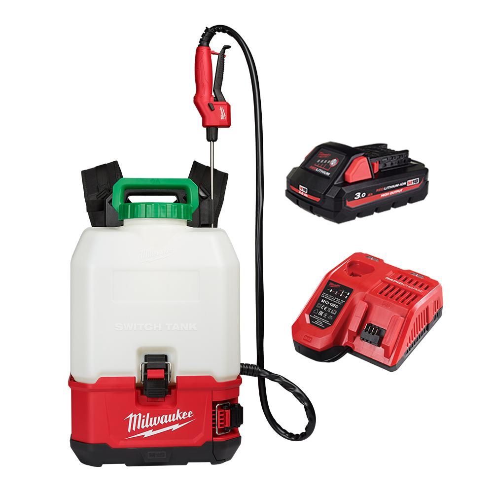 Milwaukee M18BPFPCSA301 18V 3.0Ah Li-ion Cordless 15L SWITCH TANK Backpack Chemical Sprayer with Powered Base Combo Kit