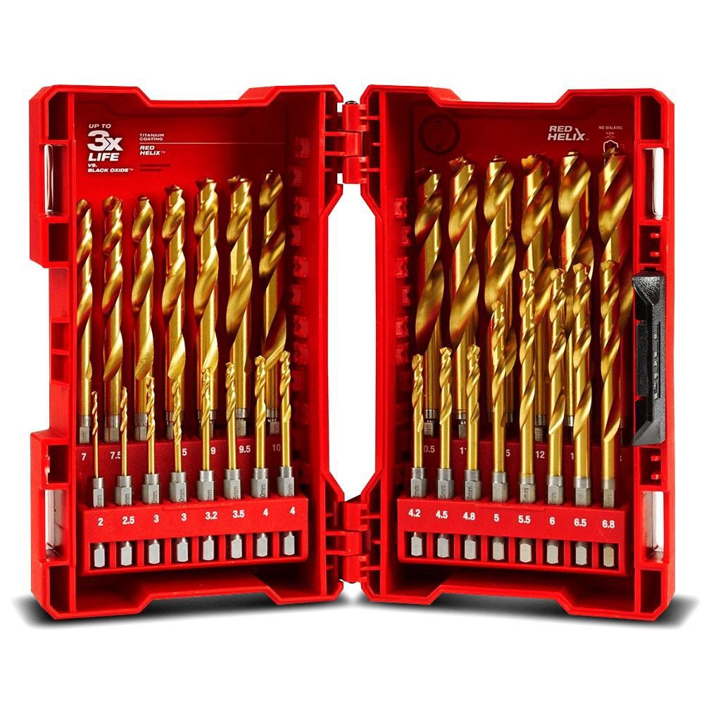 Milwaukee 48894862 29pce Red Hex Titanium Drill Bit Set