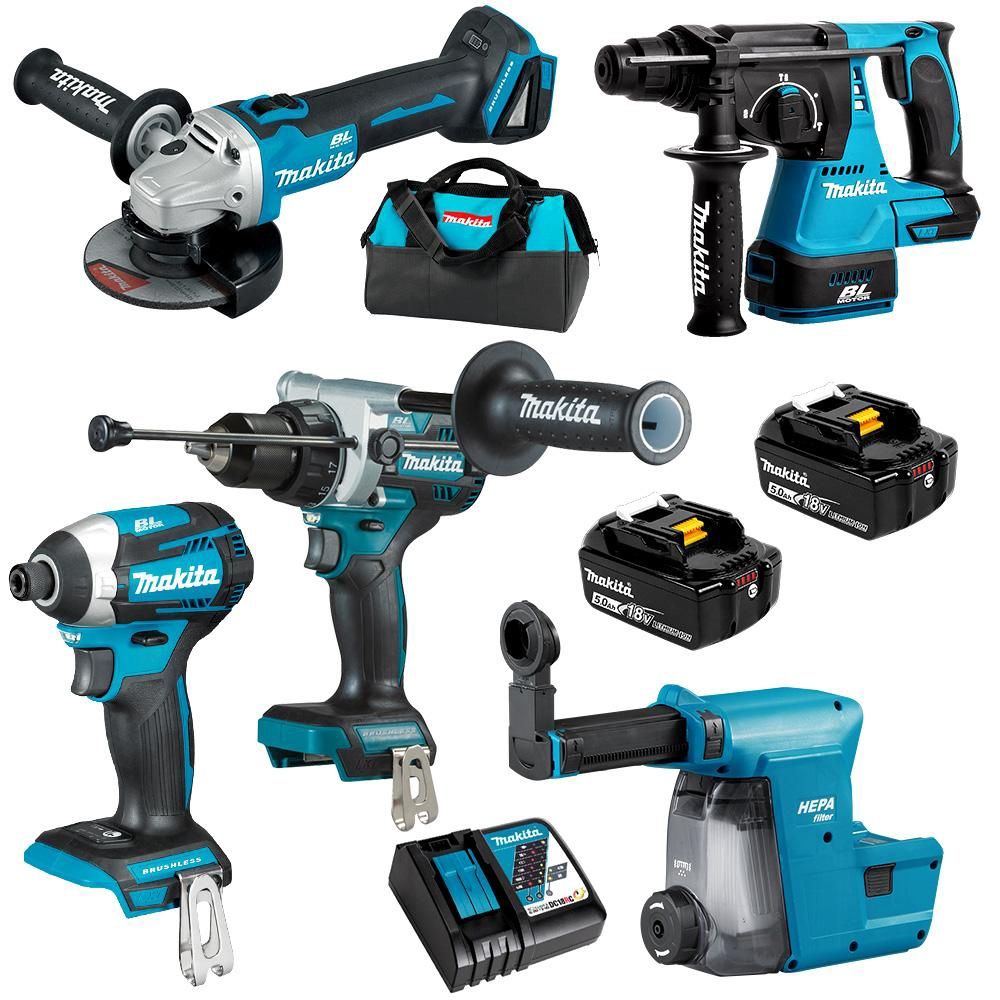 Makita DLX4148TX1 18V 5.0Ah Li-ion Brushless Cordless 4pce Combo Kit