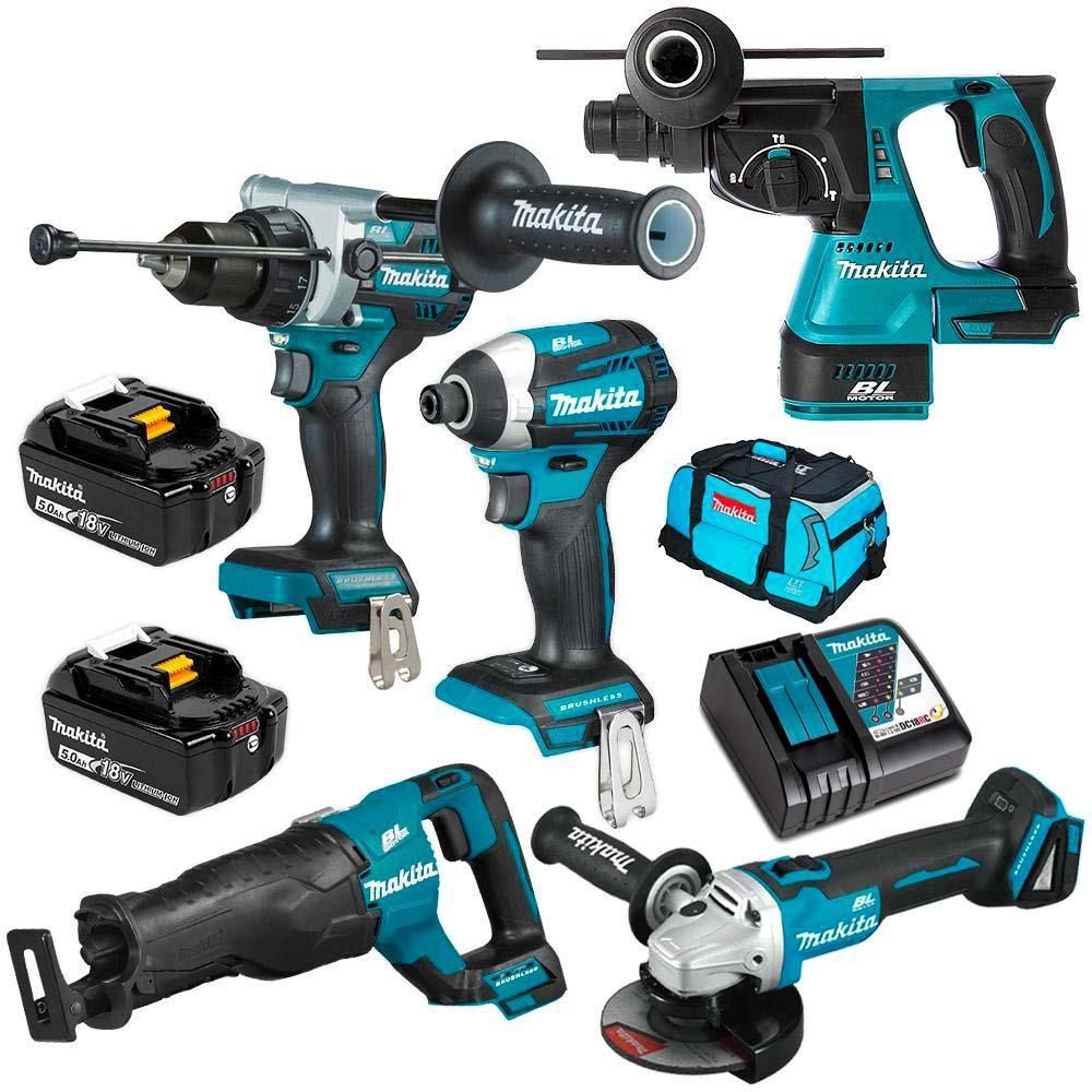 Makita DLX5063TX1 18V 5.0Ah Li-Ion Brushless Cordless 5pce Combo Kit