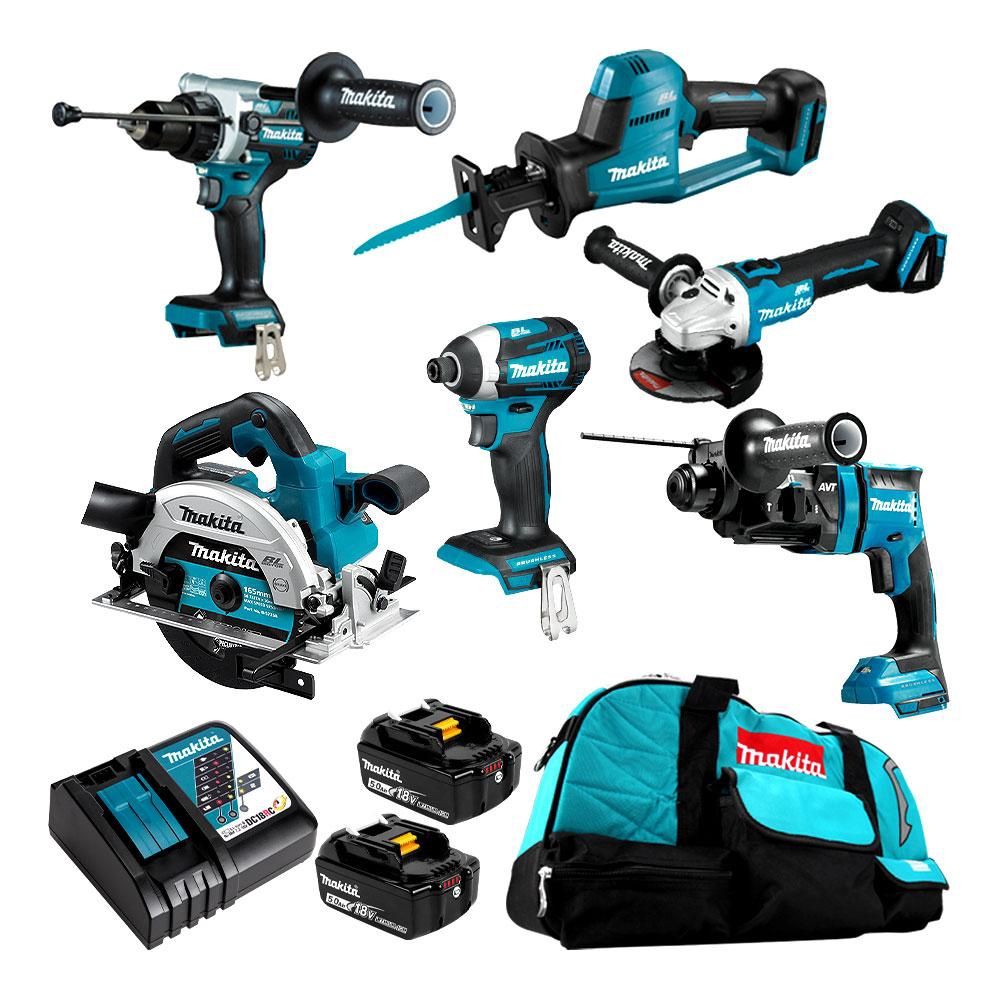 Makita DLX6125TX1 18V 5.0Ah Li-ion Cordless Brushless 6pce Combo Kit
