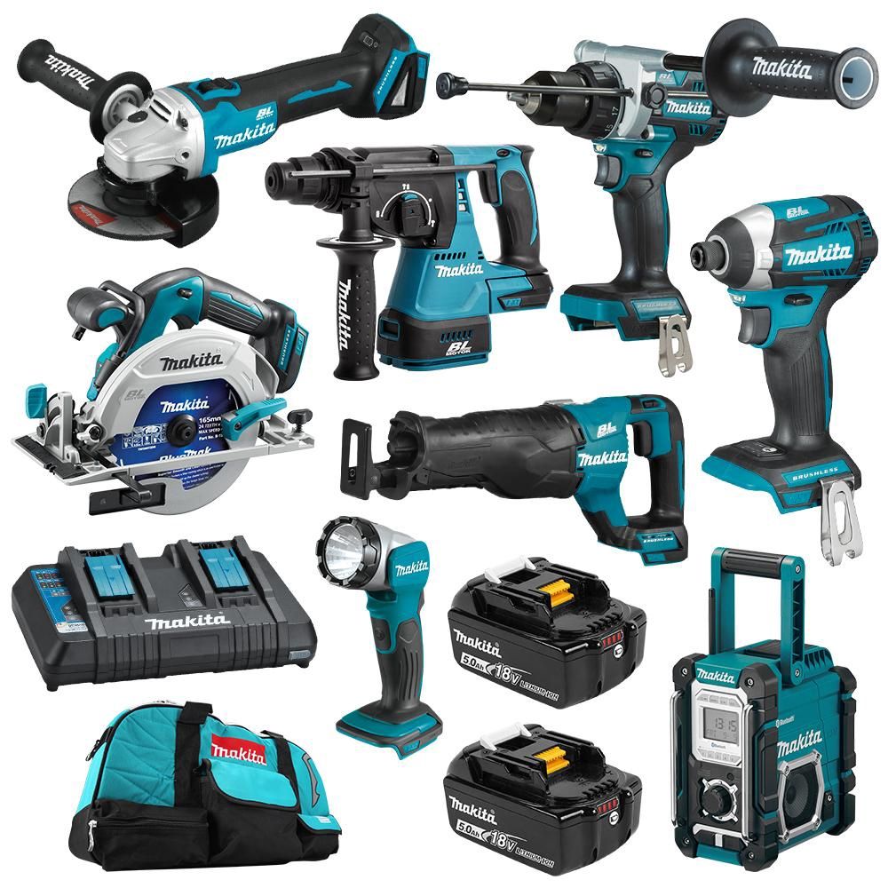 Makita DLX8046TX1 18V 5.0Ah Li-Ion Cordless Brushless 8pce Combo Kit