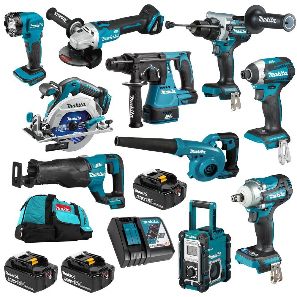 Makita DLX1042TX1 18V 5.0Ah Li-ion Cordless 10pce Combo Kit Including Brushless