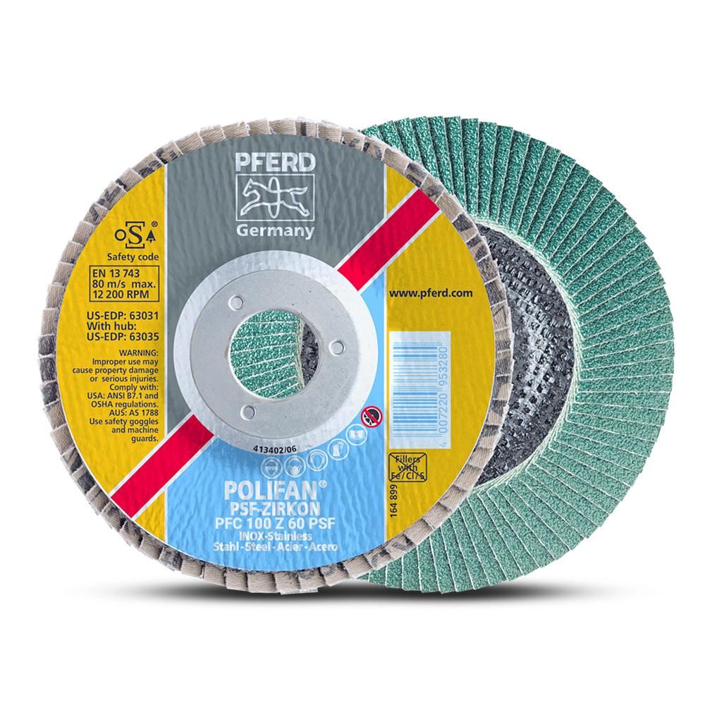 PFERD PFC 100 Z 60 PSF (67766100) 100mm 60grit Polifan® Zirconia Flap Disc
