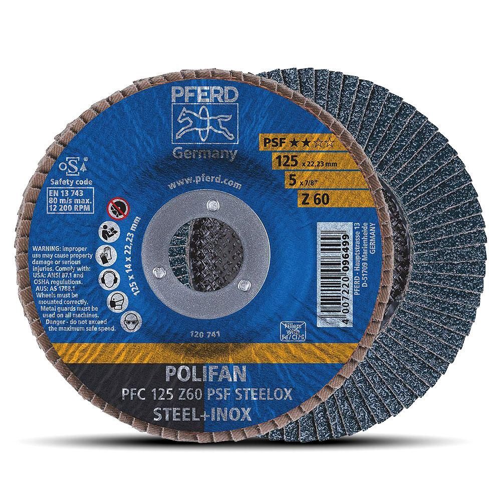 PFERD PFC 125 Z60 PSF STEELOX (67770126) 125mm (5&quot;) 60 Grit Polifan Steelox Flap Disc