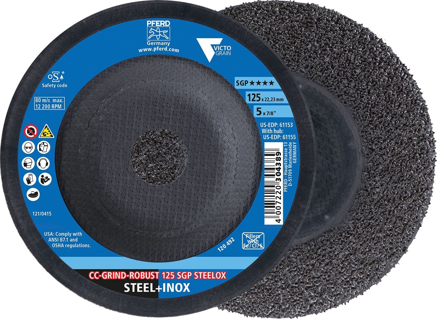 PFERD PFC 64195126 Victograin CC-GRIND ROBUST 125 SGP STEELOX