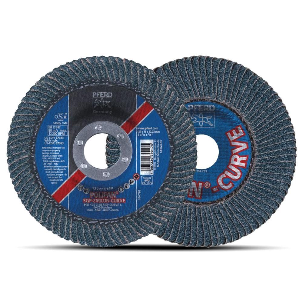 PFERD 67689062 125mm (5&quot;) 40 Grit POLIFAN Flap Disc SGP Zirconia for Steel &amp; Inox