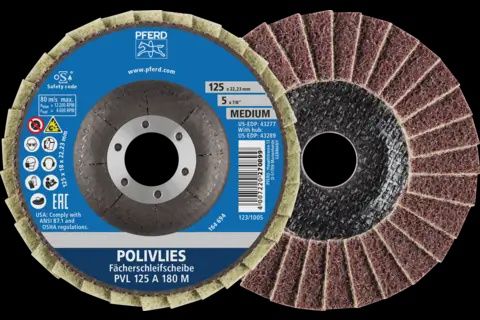 PFERD 44694112 Polivies Flap Disc 125mm Medium Maroon