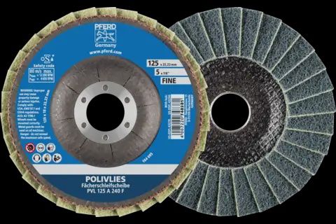 PFERD 44694113 POLIVLIES® Non-Woven Flap Disc, 5&quot; x 7/8, 240 Grit, Fine, Aluminum oxide