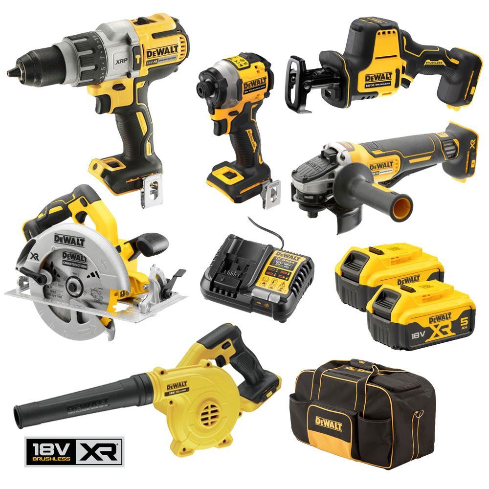 DeWalt DCZ601P2-XE 18V 5.0Ah XR Cordless Brushless 6pce Combo Kit