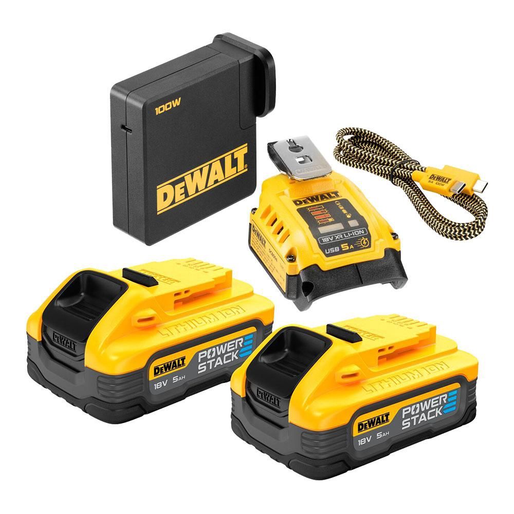 DeWalt DCB094H2-XE 18V 5.0Ah XR Li-ion Compact PowerStack Batteries &amp; USB Portable Charger