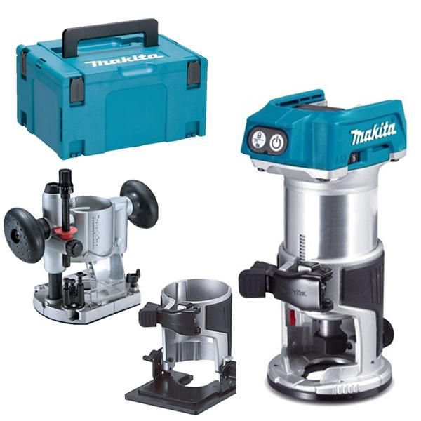 Makita DRT50ZJX2 18V Li-Ion Cordless Brushless Laminate Trimmer Router with Attachments - Skin Only