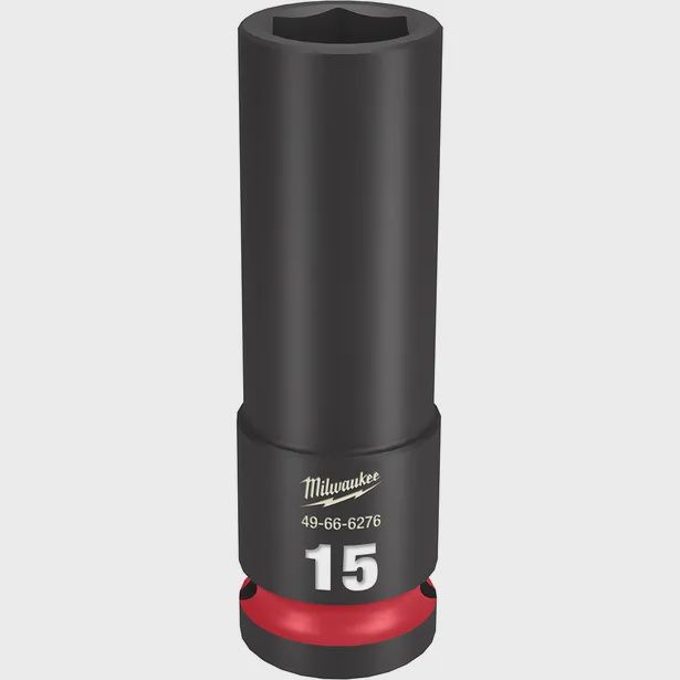 MILWAUKEE 49666276 1/2inch Drive 15mm Deep 6 Point Impact Socket - SHOCKWAVE