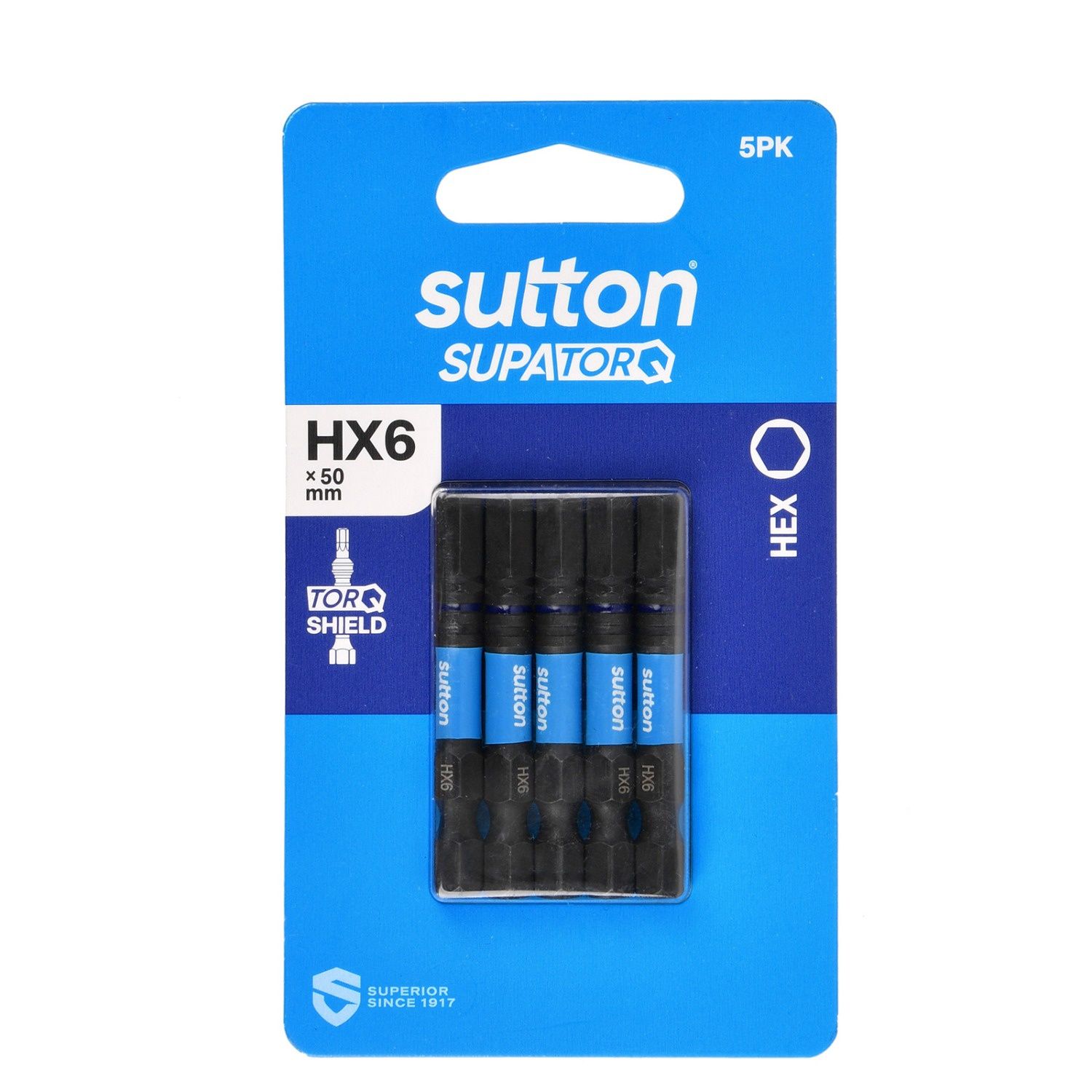Sutton S206H05B05 HX5 x 50mm Hex Screwdriver Bit S206 Supatorq (5 Pack)