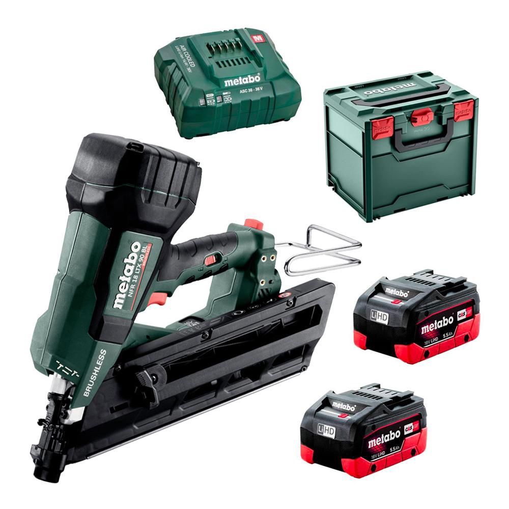 Metabo NFR 18 LTX 90 BL KIT (AU61209000) 18V 5.5Ah Li-ion Cordless Brushless 90mm Nailer Combo Kit