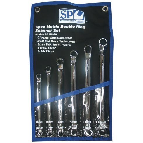 SP Tools SP10136 Ring Spanner Set - 6 Piece Metric 40 Deg. Offset