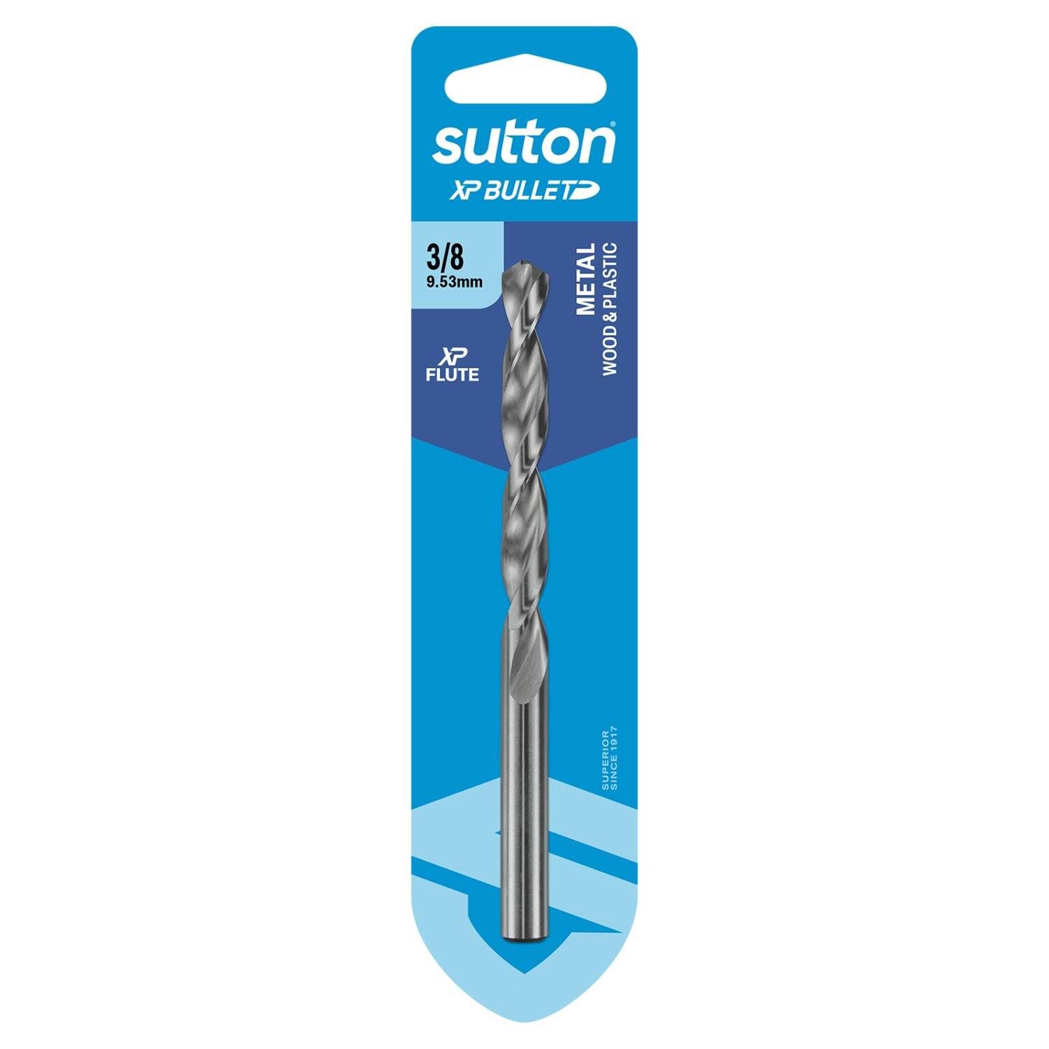 Sutton D220H0953 3/8&quot; x 133mm HSS Bright XP Bullet Carded Jobber Drill Bit