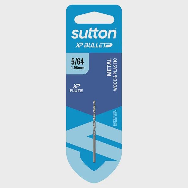 SUTTON D220H0318 1/8&quot; x 65mm HSS Bright Xtreme Precision - XP Bullet Jobber Drill Bit HSS