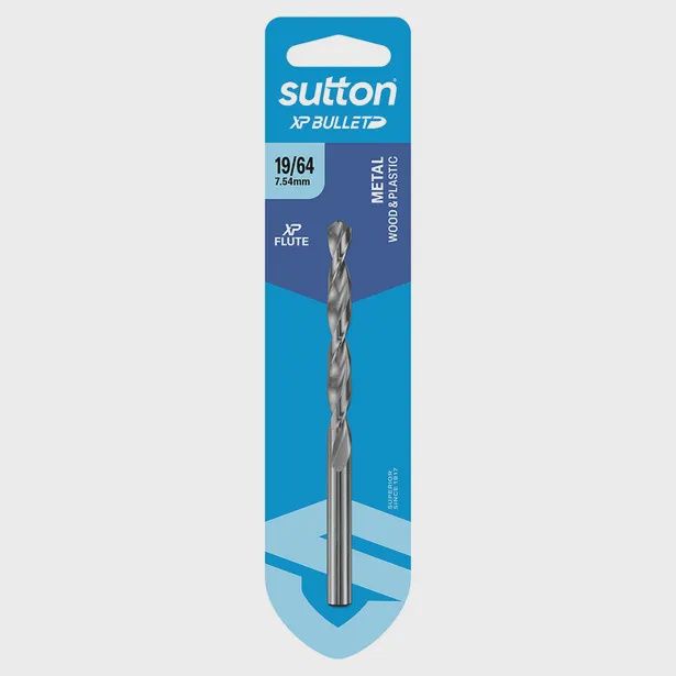 SUTTON D220H0754 19/64&quot; x 117mm HSS Bright Xtreme Precision - XP Bullet Jobber Drill Bit