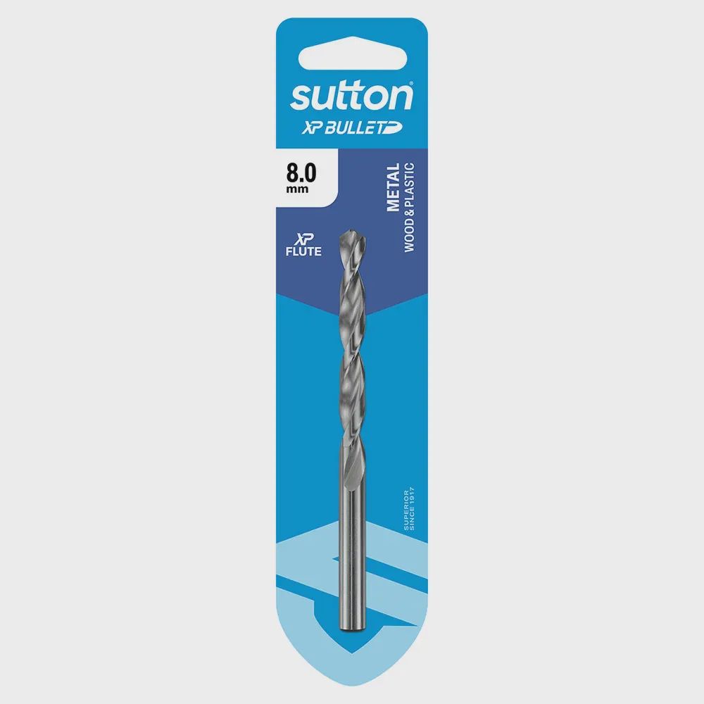 SUTTON D220H0800 8mm x 117mm HSS Bright Xtreme Precision - XP Bullet Jobber Drill Bit