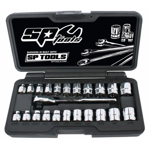 SP Tools SP20121 Socket Set 1/4&quot; Drive 23 Piece 6-Point Low Profile Metric/AF