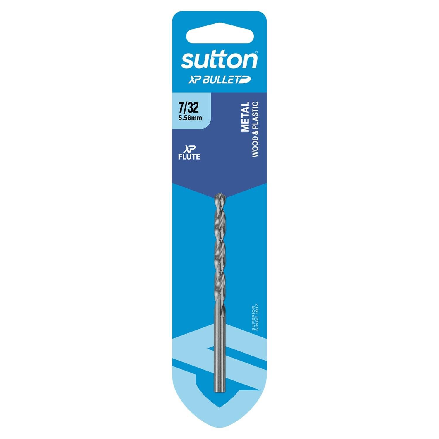 Sutton D220H0556 7/32&quot; x 93mm HSS Bright XP Bullet Carded Jobber Drill Bit