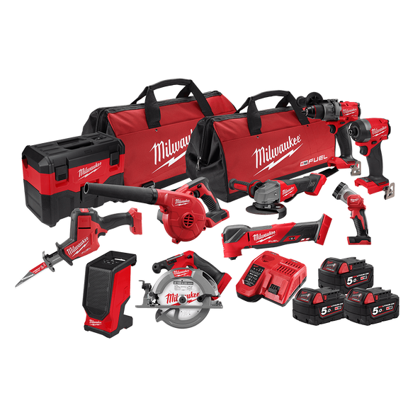 Milwaukee M18FPP10A4503B 18V 5.0Ah Li-ion Cordless Brushless 10pce Combo Kit