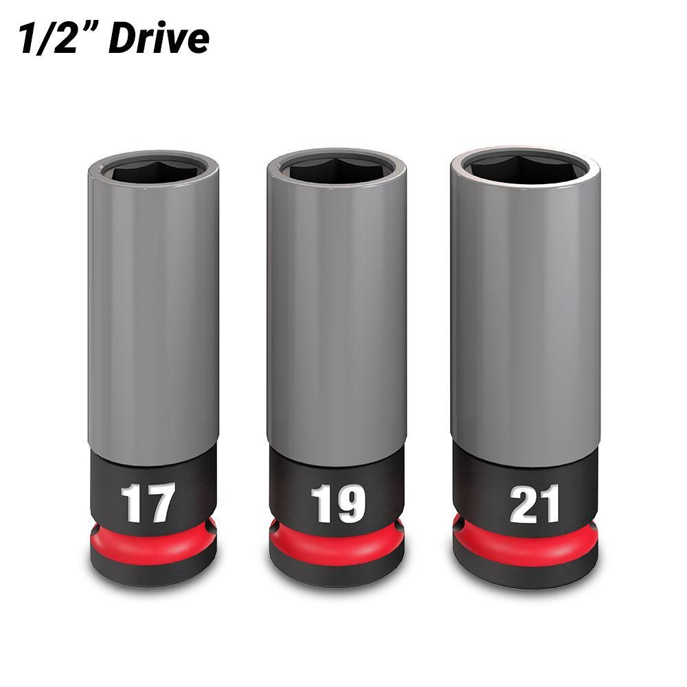 Milwaukee 49667830 3pce 1/2&quot; Drive SHOCKWAVE Impact Duty Lug Nut Wheel Socket Set