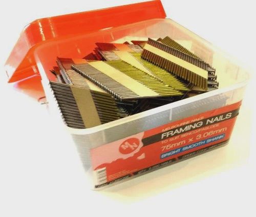 MELBOURNE NAILS MNS75306B(TUB) 75MM X 3.06 BRIGHT 34 DEGREE FRAMING NAILS (PLASTIC TUB)