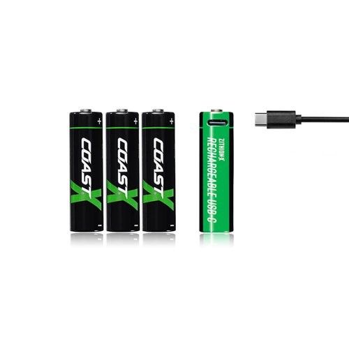 COAZXAA COAST Zithion-X AA Rechargeable USB-C Batteries - 4 PACK