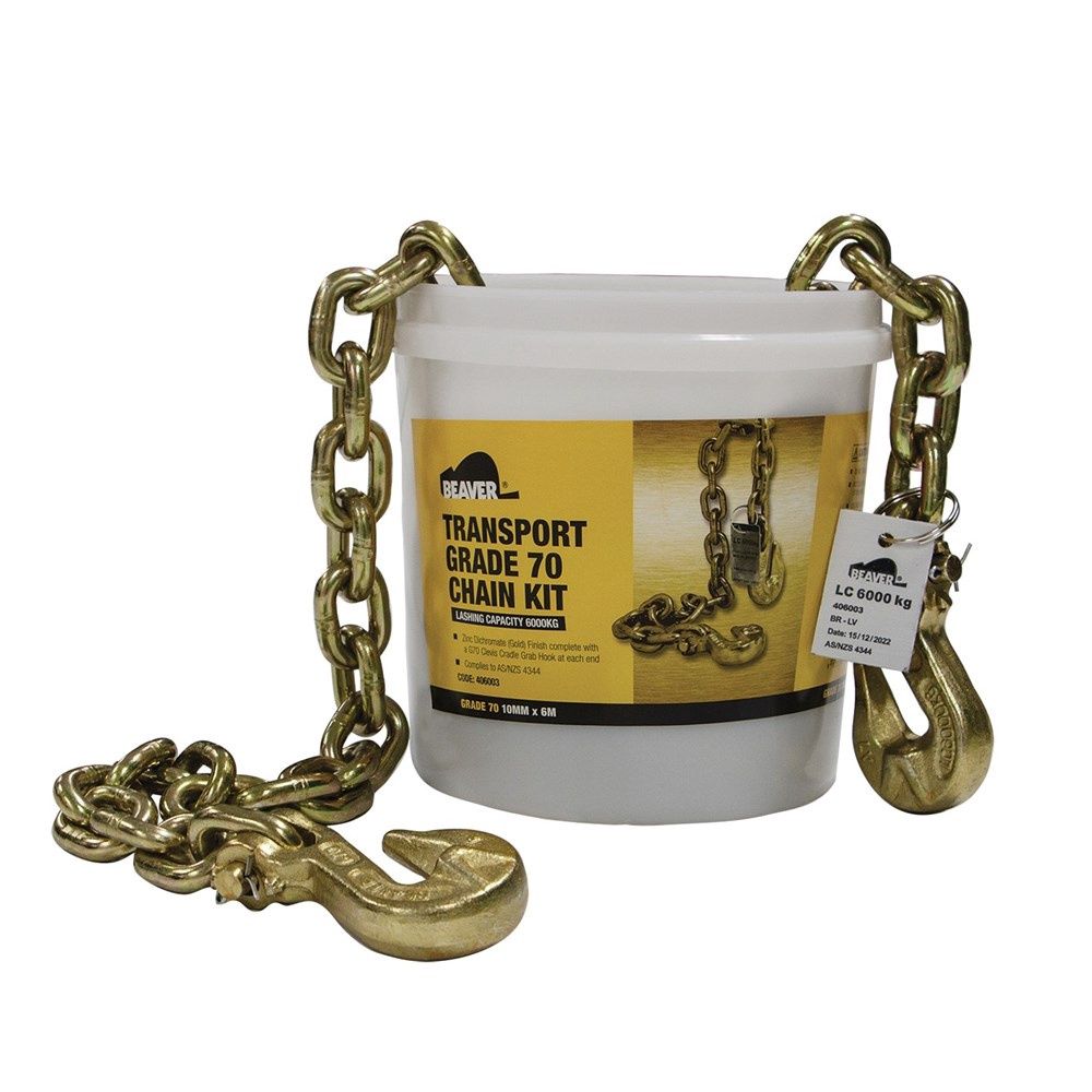 BEAVER 145128 8MM Beaver Grade 70 Transport Load Chain Kit With Grab Hooks on Each End