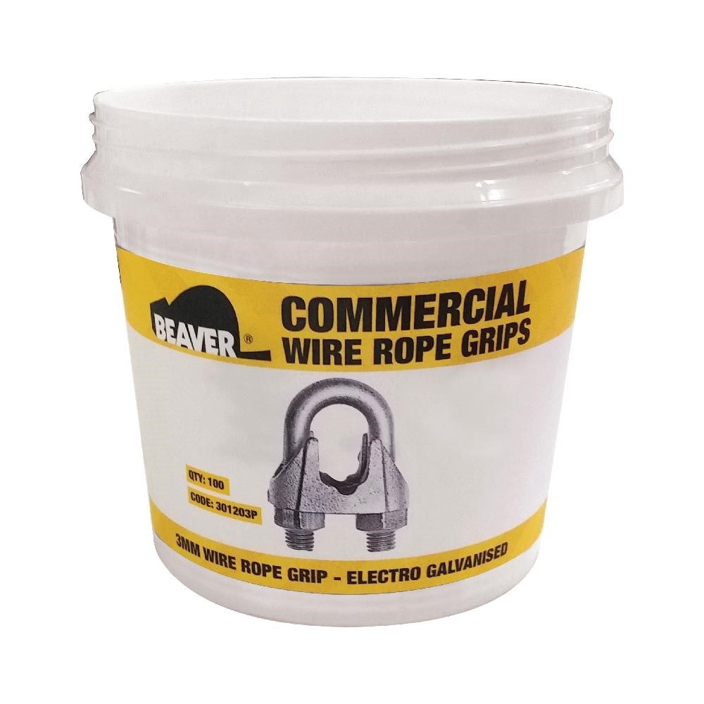 BEAVER 301220P Beaver Commercial Galvanised Wire Rope Grips (Pail)