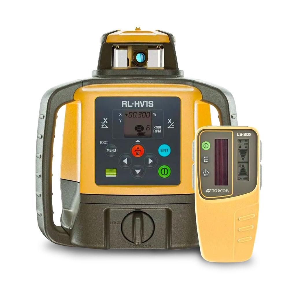 Topcon RL-HV1S (1051612-08) Single Grade Rotating Laser with Dry Battery &amp; LS-80X Receiver