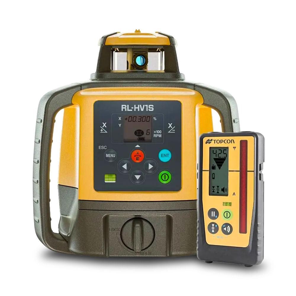 Topcon RL-HV1S (1051612-09) Single Grade Rotating Laser with Rechargeable Battery &amp; LS-100D Receiver