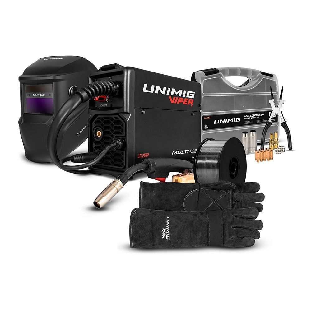 UNIMIG PK11100 Viper 135 Multi MIG/TIG/STI UNIMIG PK11100 Viper 135 Multi MIG/TIG/STICK Welder Combo KitCK Welder Combo Kit