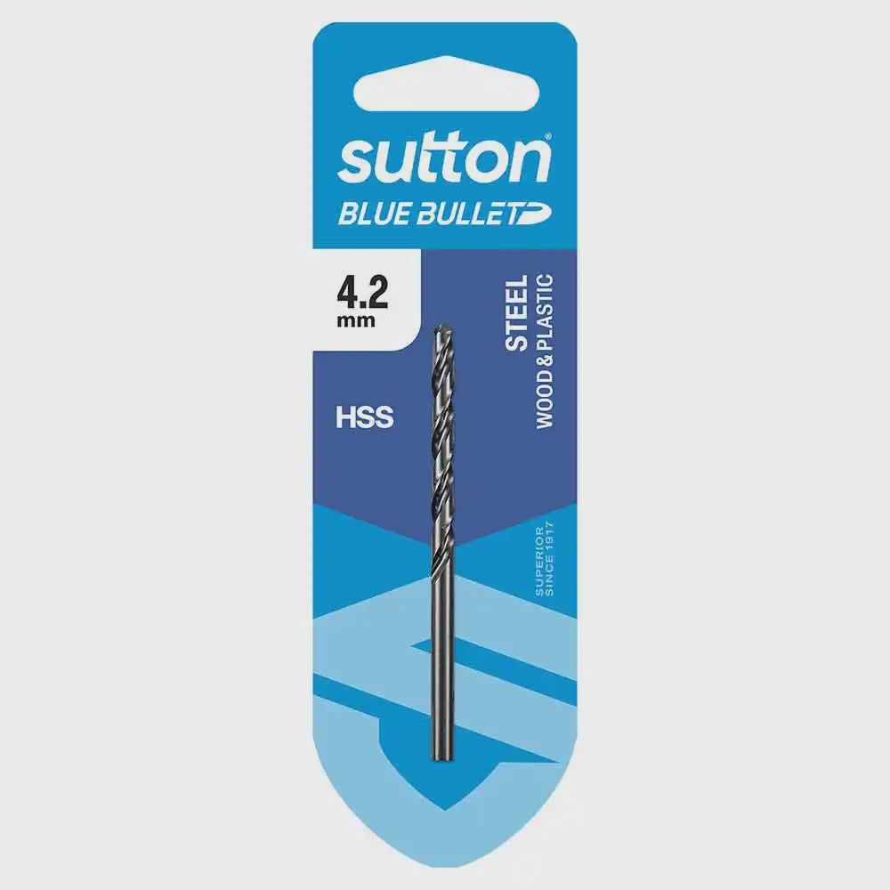 SUTTON D102H0420 4.2 x 75mm HSS Blue Bullet Card Jobber Metal Drill Bit