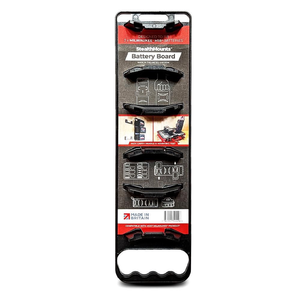 StealthMounts M18 Milwaukee Battery Holder Board With Handle &amp; Feet