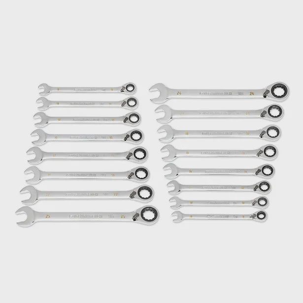 GEARWRENCH 16 Piece 90-Tooth 12 Point Metric Reversible Ratcheting Wrench Set 86629