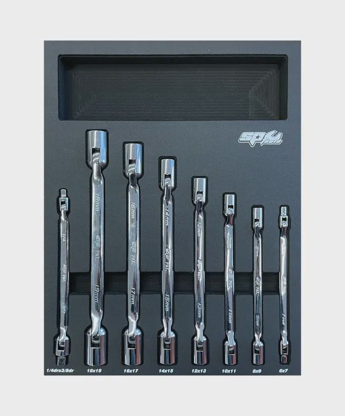 Dual Flexhead Socker Spanner Set - Housed in EVA Foam - 8pc