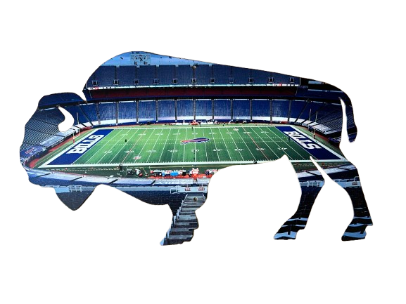 Buffalo Bills Night Side Stadium Sublimated Metal Sign- Buffalo Silhouette